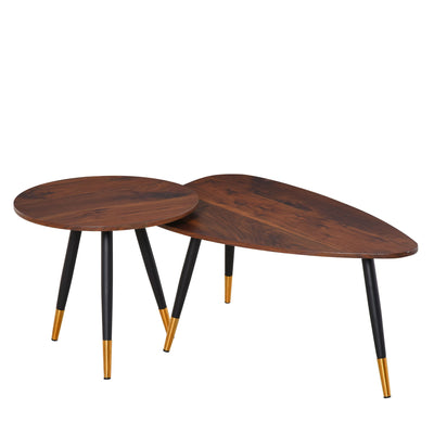 Nest of Tables Set of 2 Nesting Coffees End Tables Vintage Decor Side Table Triangle Occasional Stand Tea Table for Living Room Home and Office-0