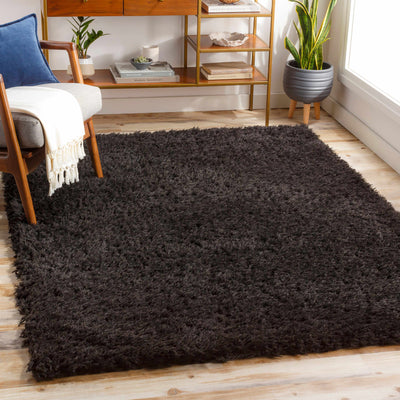 Siari Black Shag Rug Area Rug - Clearance-0