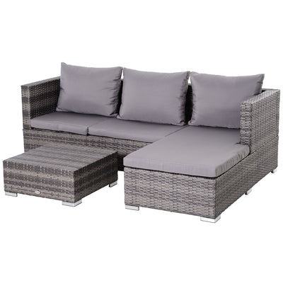 4-Seater Outdoor Garden PE Rattan Furniture Set Grey-0